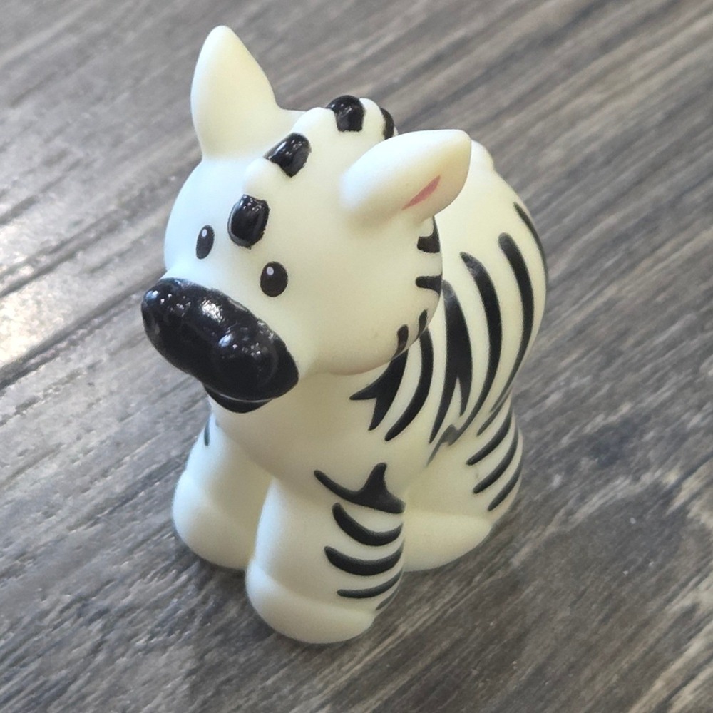 Fisher-Price Little People Zebra Figure White Black Plastic Vintage Collectible